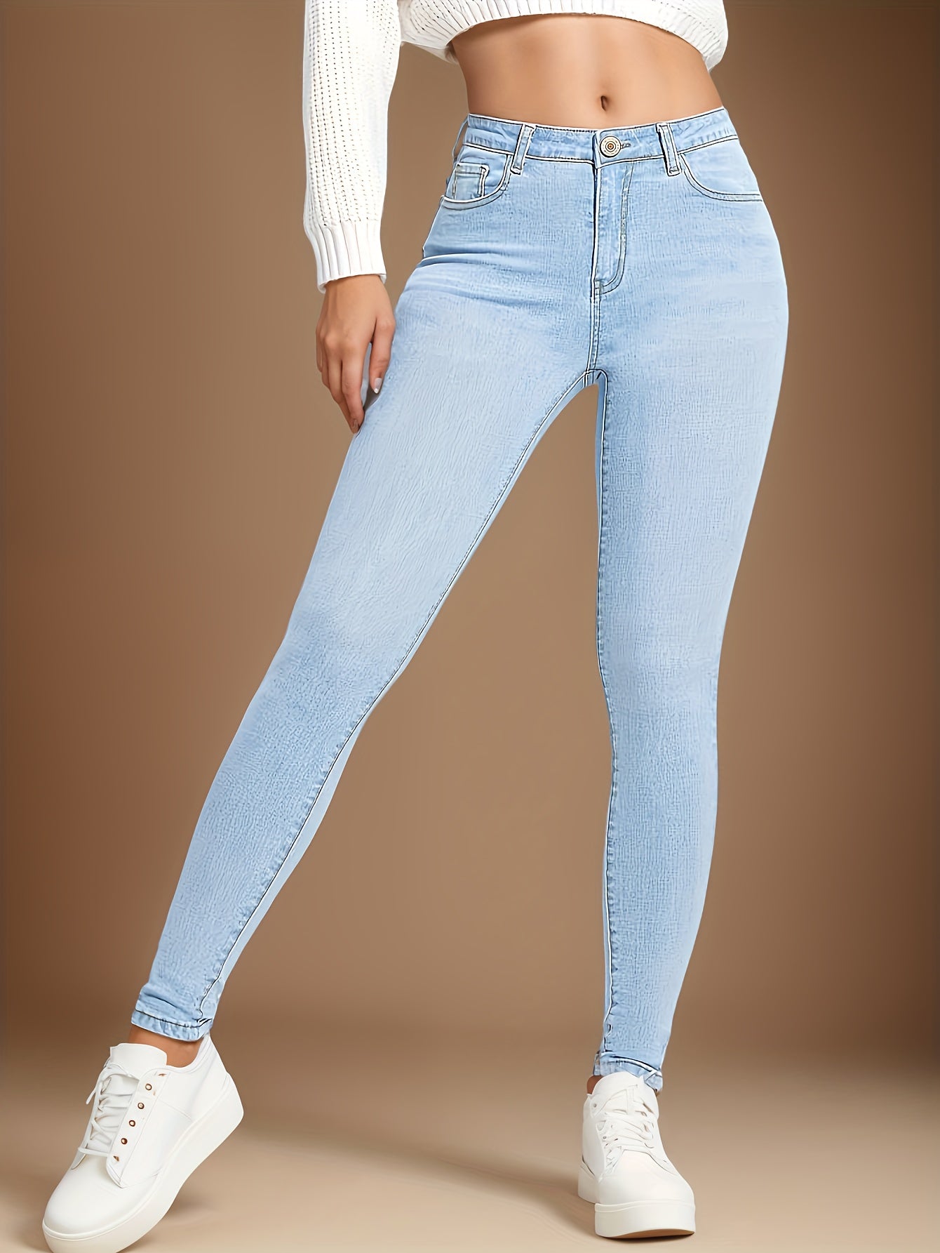 High-Rise Slim Fit Blue Jeans