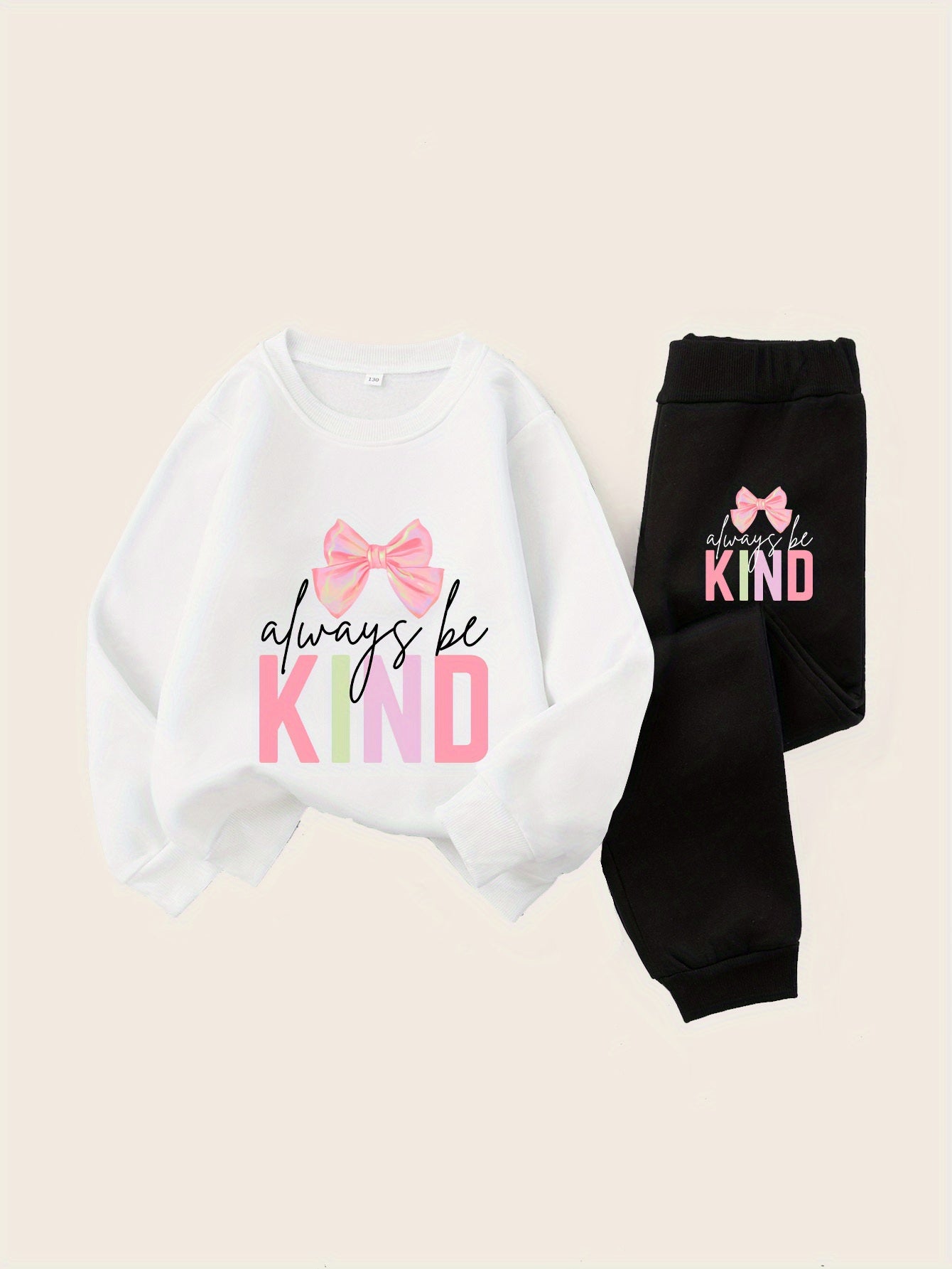 Always Be Kind with Bow Girls' Fashion Hoodie Set