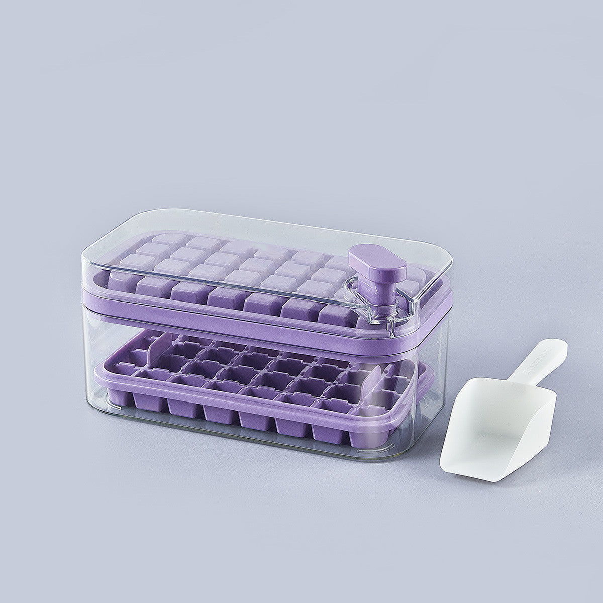 One-button Press Ice Cube Maker With Storage Box and Lid