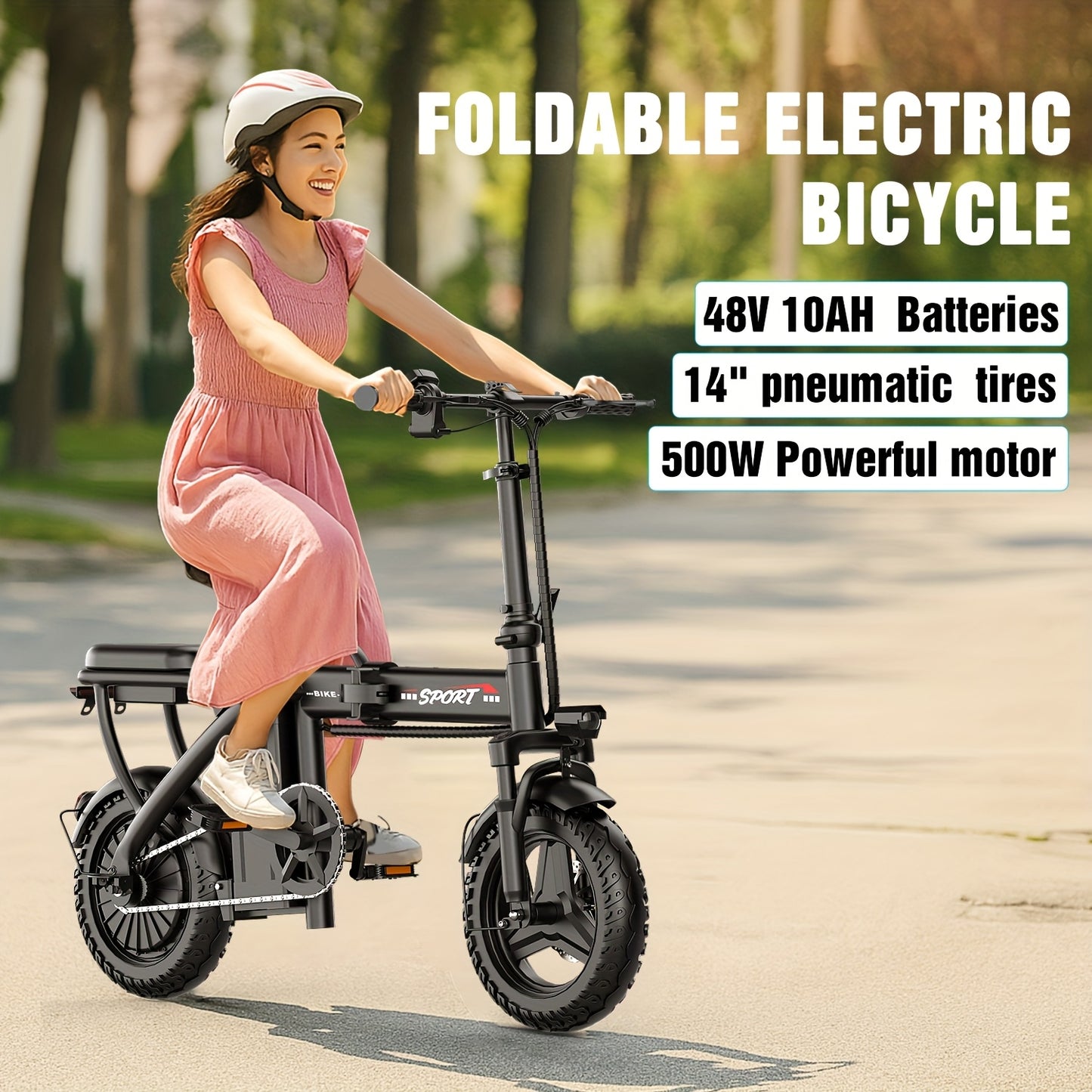 500W Lightweight Folding Electric Bike for Adults