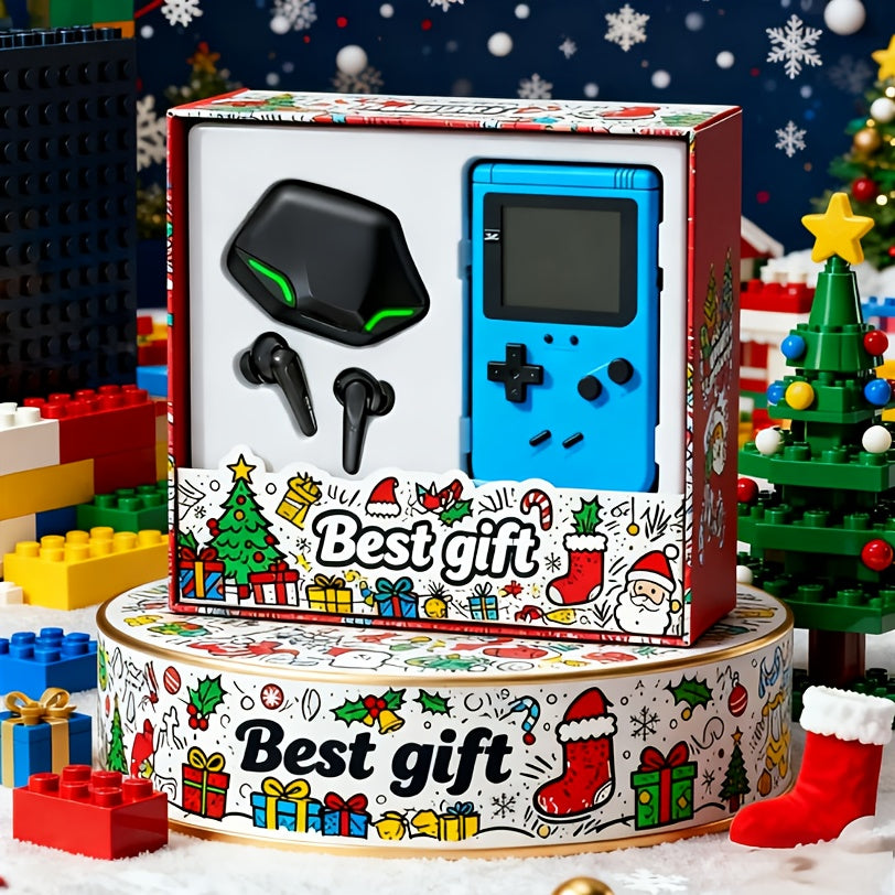 2pcs Portable Handheld Gaming Console & Headset Set with Noise Cancelling