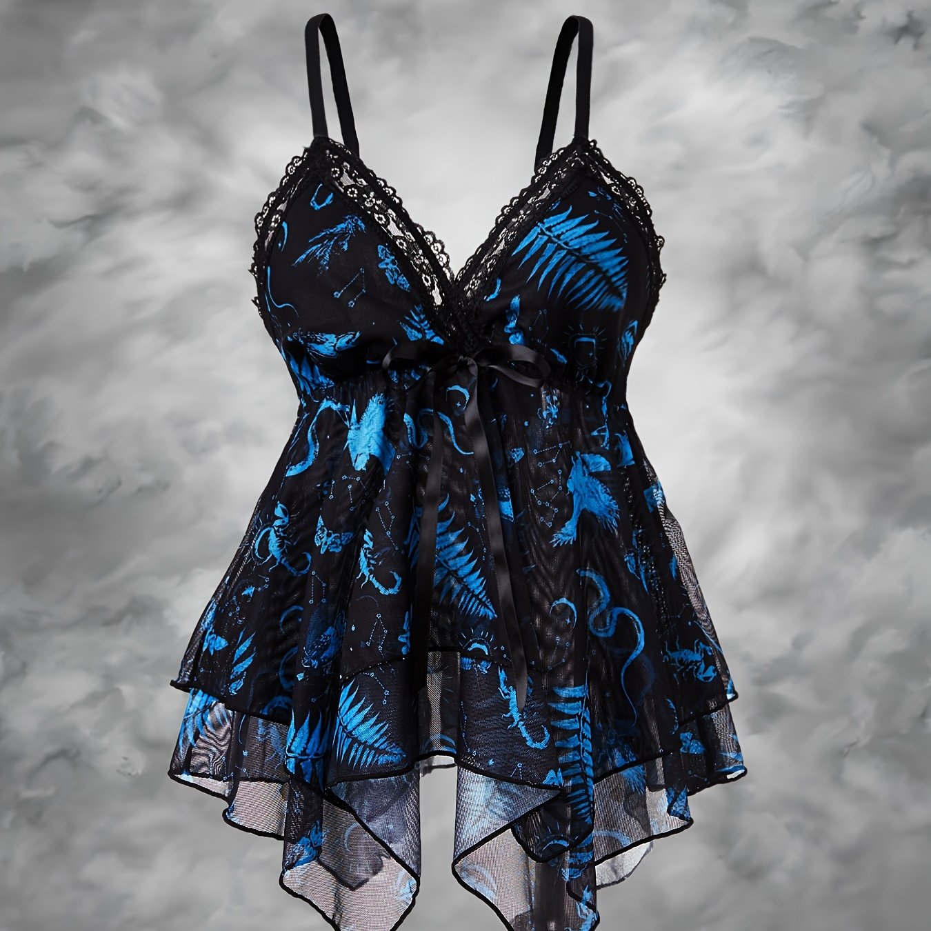 Y2K Gothic Asymmetrical Ruffle Top