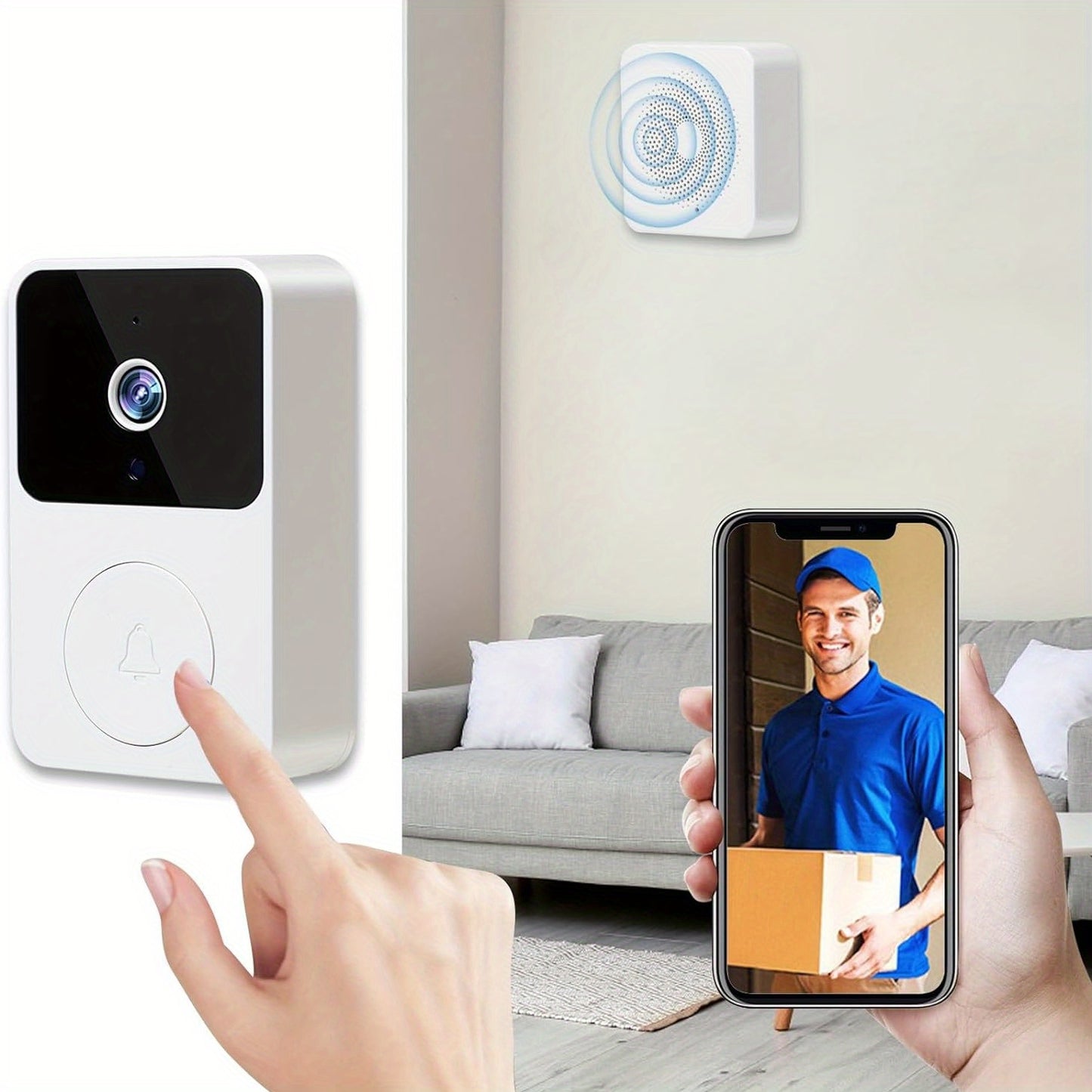 65° HD Wireless Video Doorbell Camera with Two-Way Talk, Night Vision
