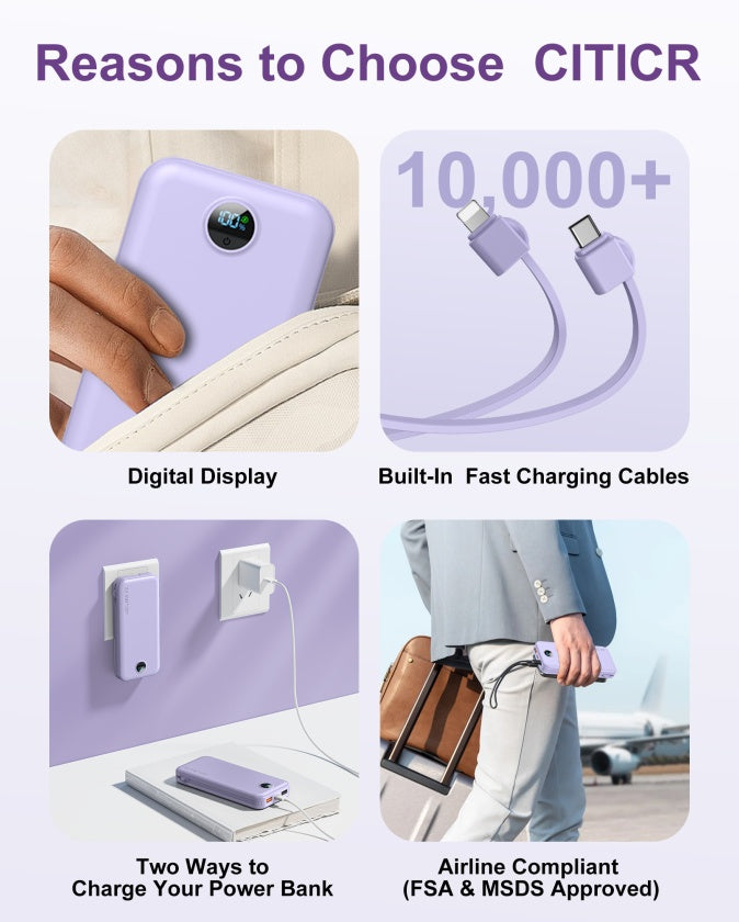 Digital Display Power Bank with AC Socket for Fast Charging