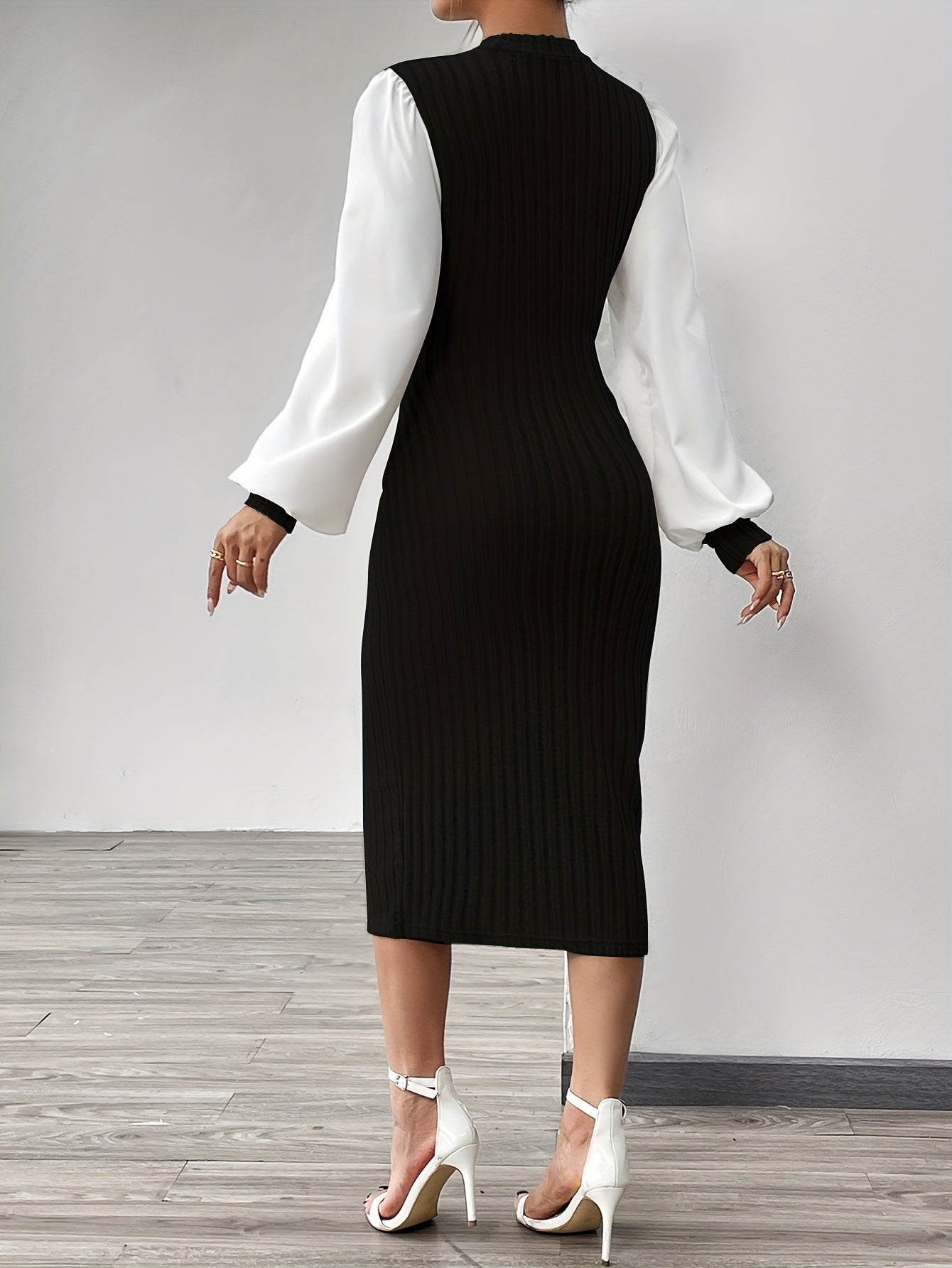 Women's Elegant Half-Turtleneck Long Sleeve Dress