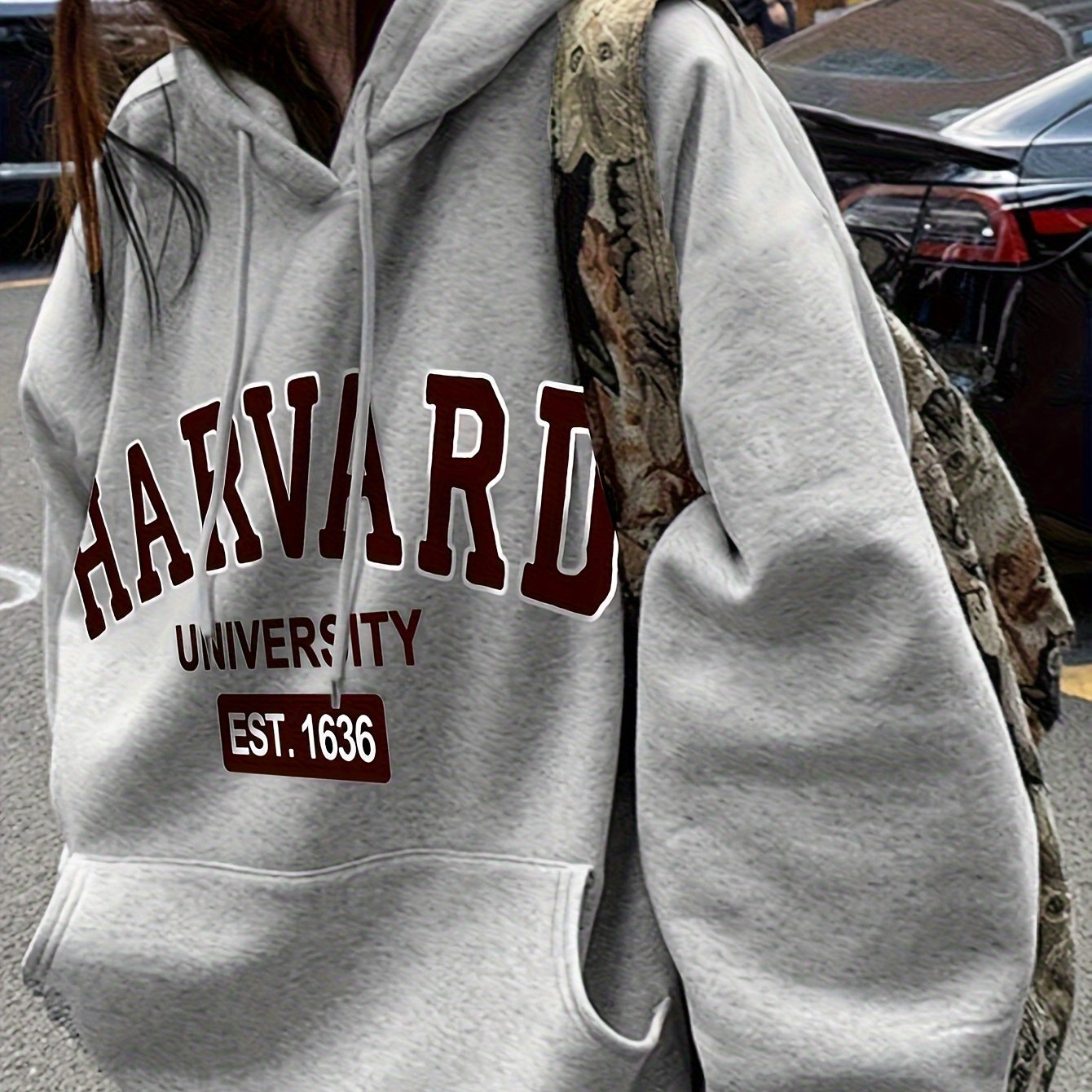 Elegant Women's Hoodie with Harvard Letter Print