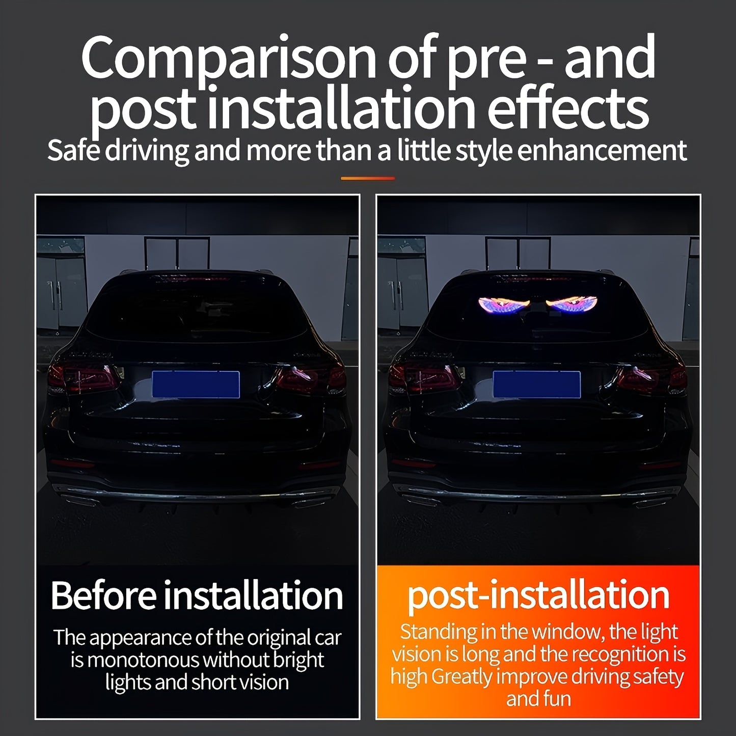 2pcs LED Cool Devil Eye Car Rearview Mirror Lights