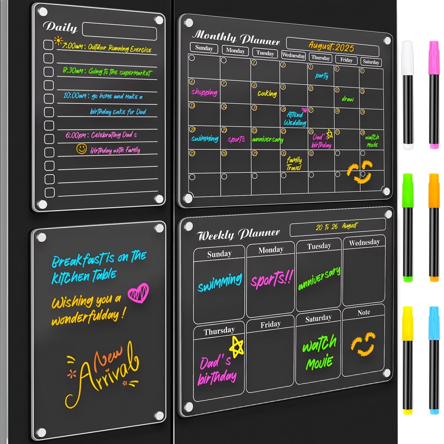4pcs Monthly Transparent Planner Board
