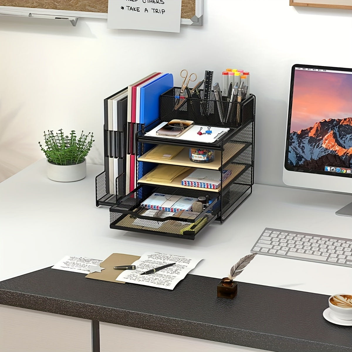 Desk Organizer with Mesh File Holder