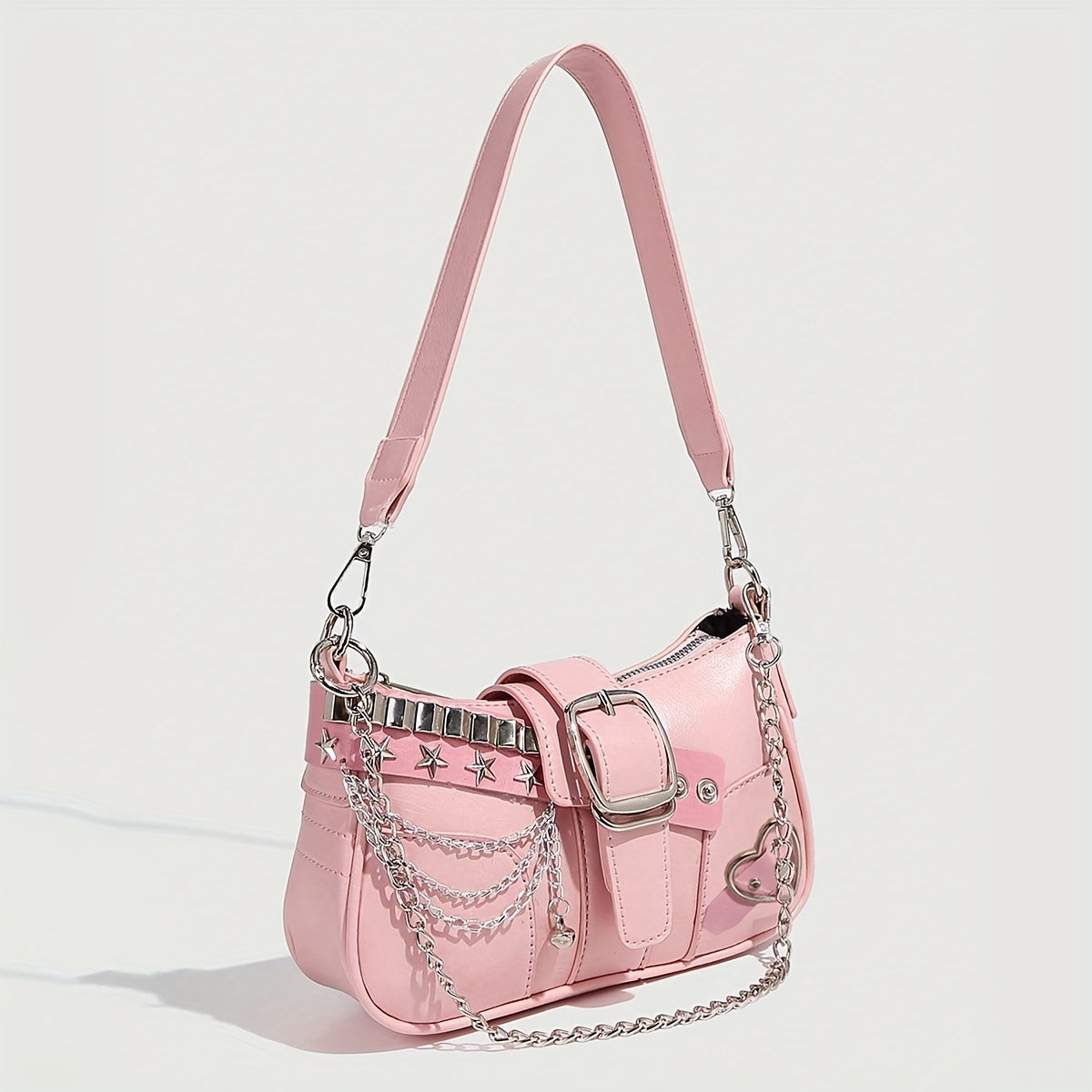 Mini Shoulder Bag with Punk Flair with Magnetic Closure