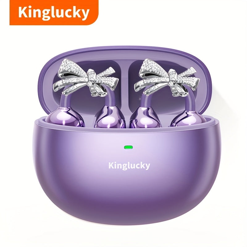 Clip On Luxurious Diamond Bow Headphone