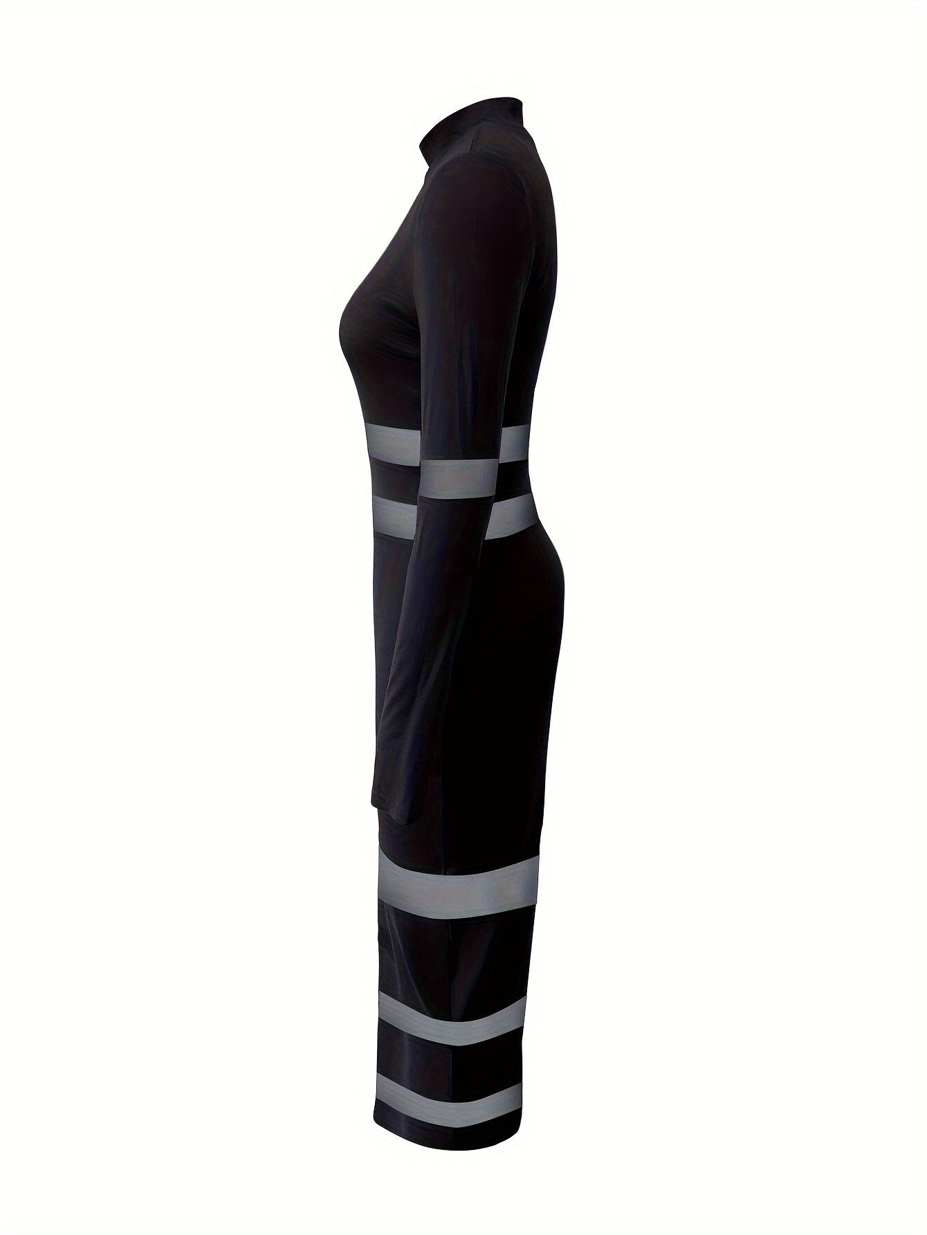 Mesh Panel Long Sleeve Slim Dress