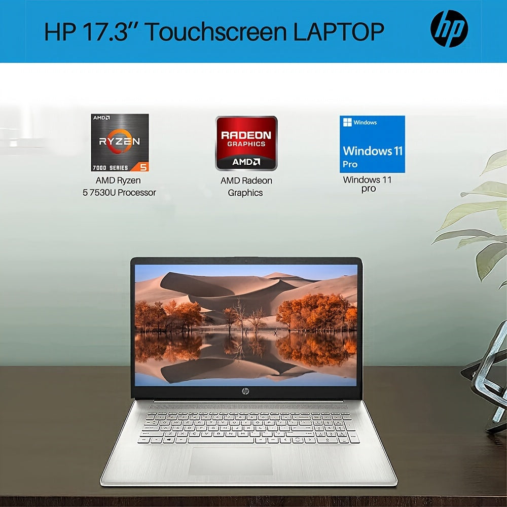 HP 17.3" Touchscreen Laptop for Business, Brightview HD+ Display, AMD Ryzen 5 7530U (6-Core) Processor(Beats I7-1165G7), 64GB RAM, 2TB SSD, Full-Size Keyboard, Wi-Fi 6, Windows 11 Pro