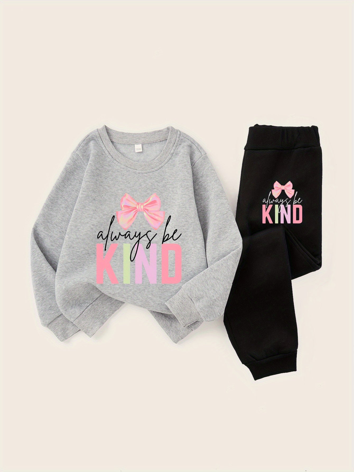 Always Be Kind with Bow Girls' Fashion Hoodie Set