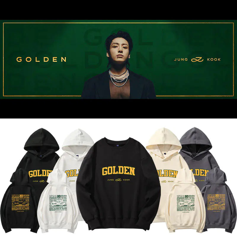 Jungkook Golden Album Hoodie - Fleece Pullover Top