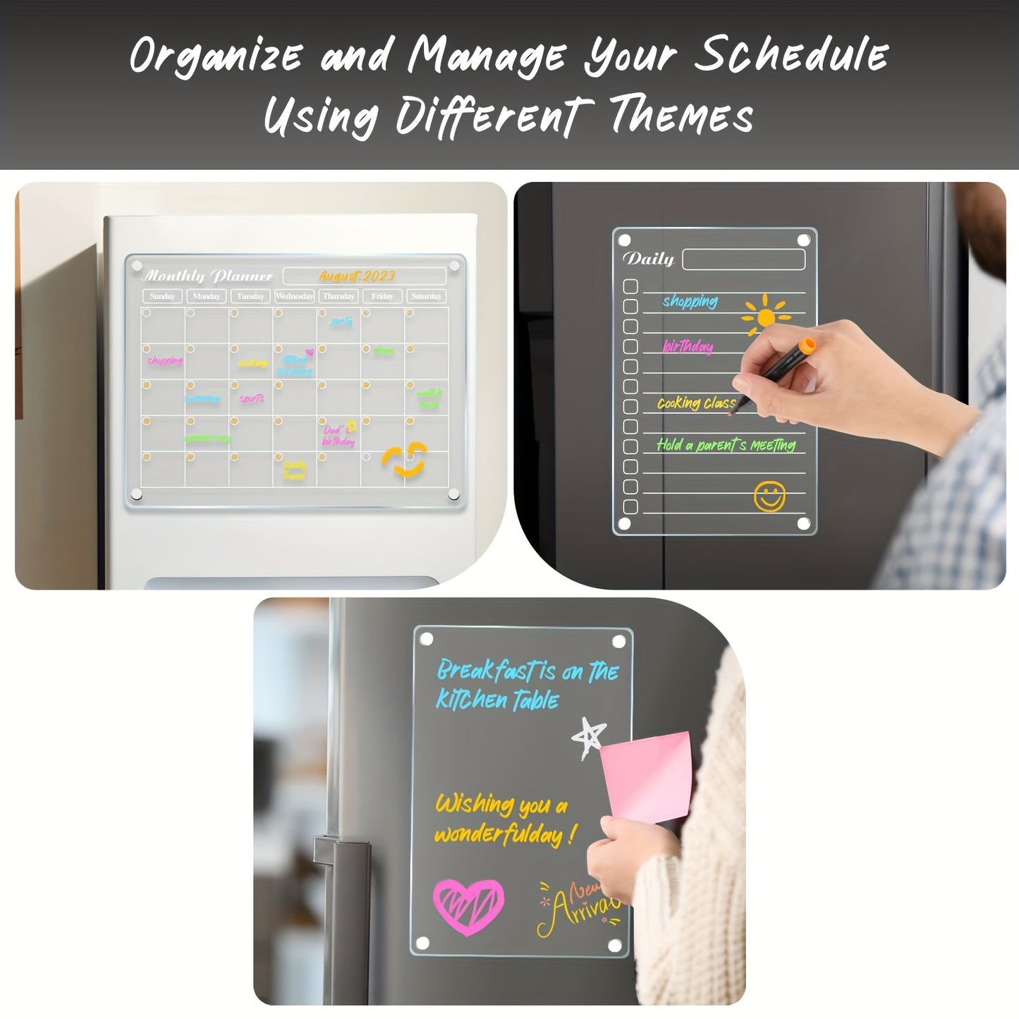 4pcs Monthly Transparent Planner Board