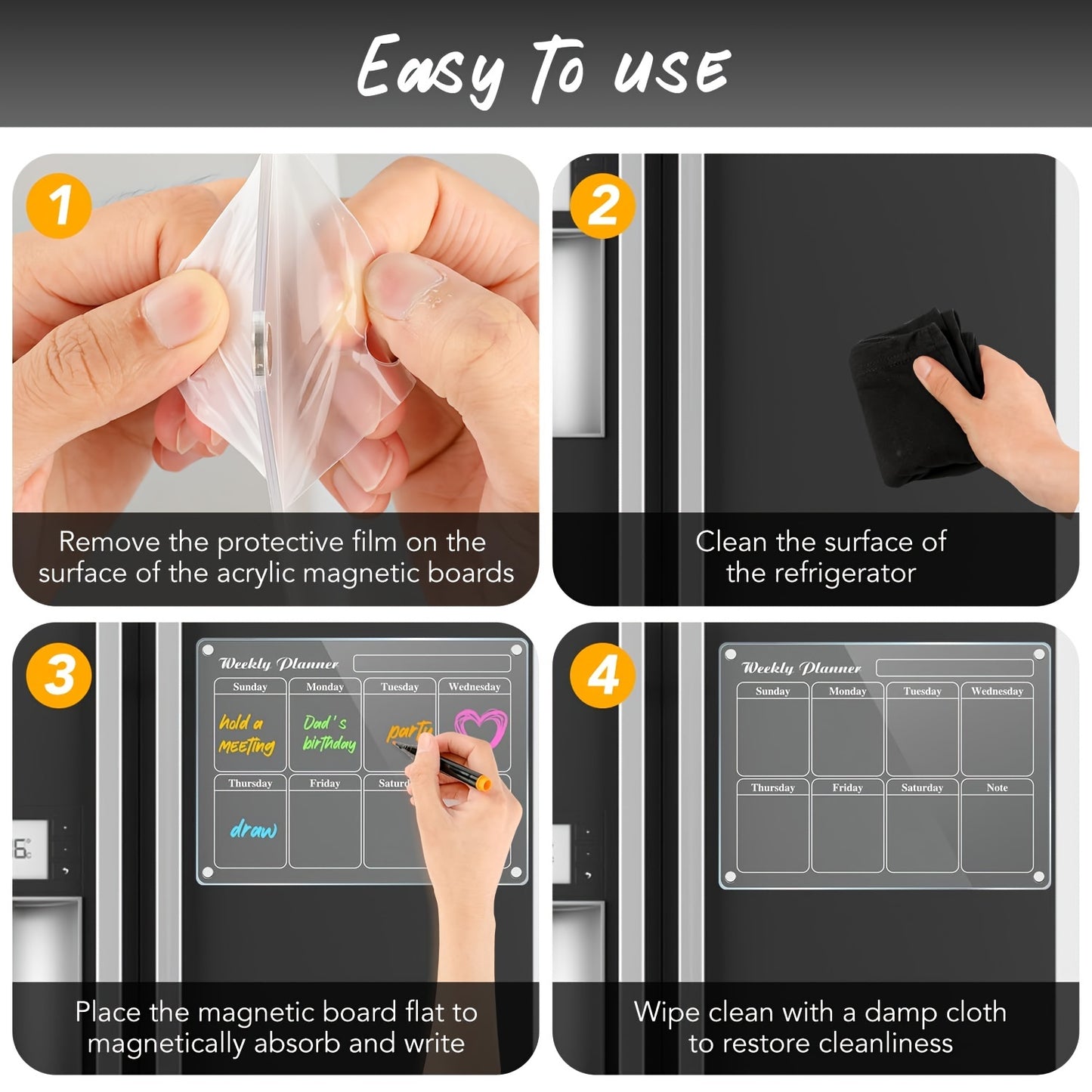 4pcs Monthly Transparent Planner Board