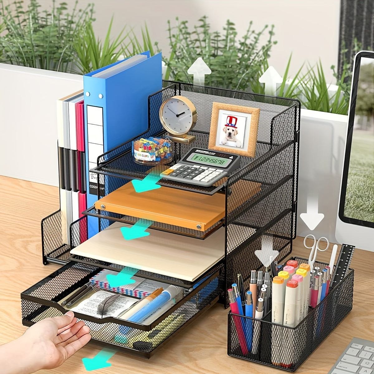Desk Organizer with Mesh File Holder