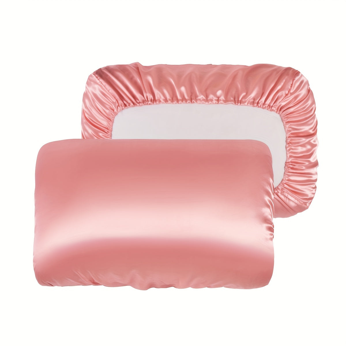 2pcs Soft And Breathable Satin Pillowcase With Elastic Cord