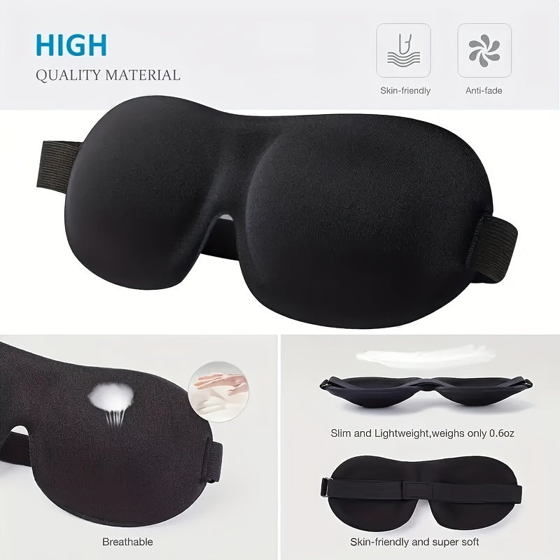 1/3/5/10 Pack Pure Black 3D Contoured Eye Mask