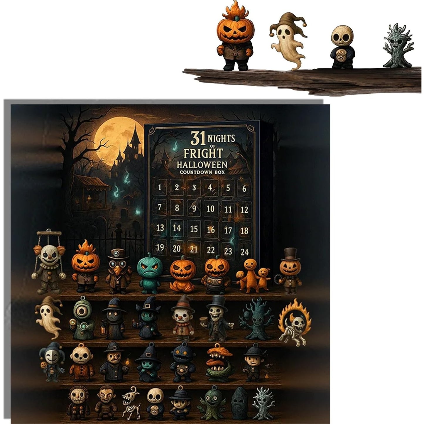 31 Nights of Fright Halloween Countdown Box with Figurines
