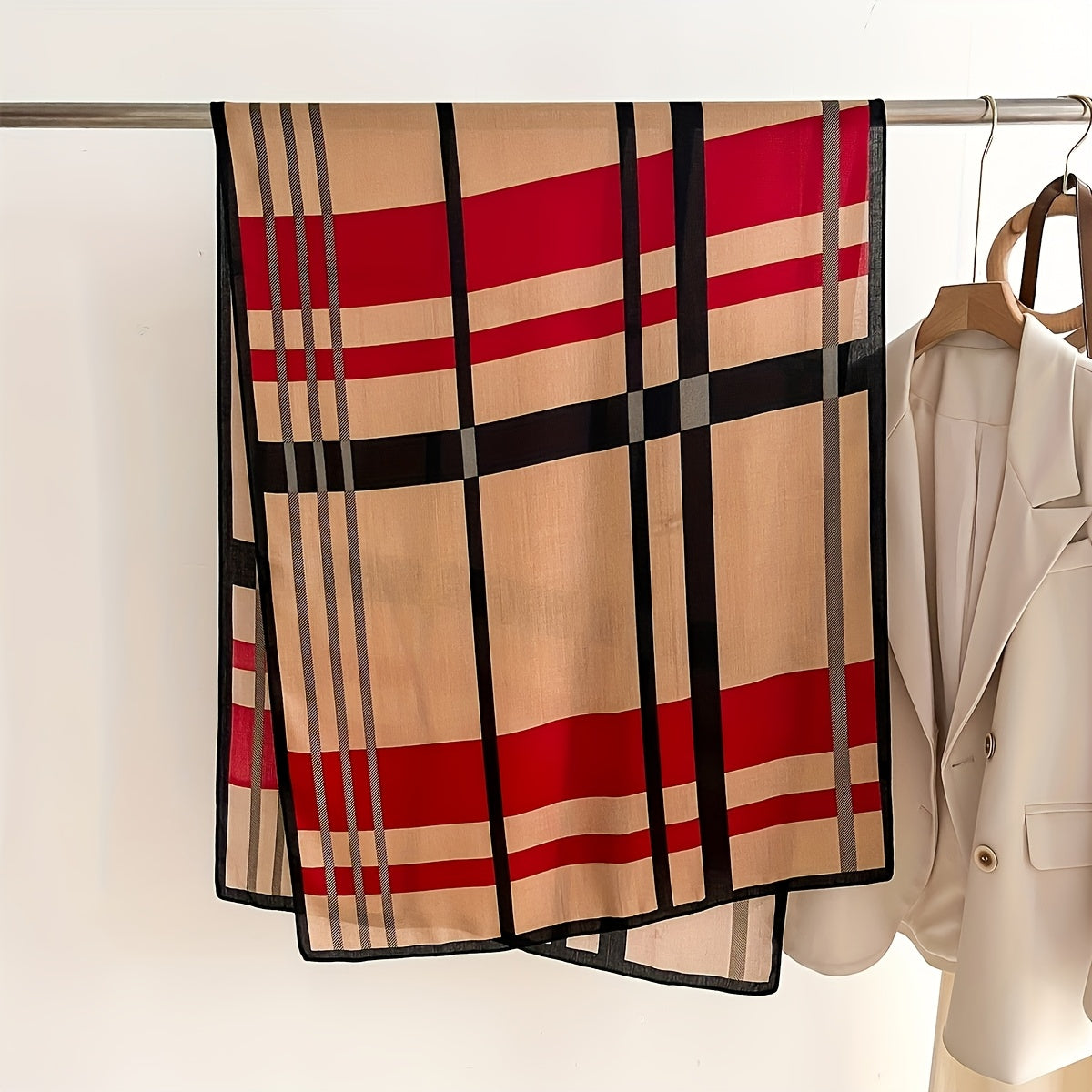 Soft Warm Color Block Striped Scarf
