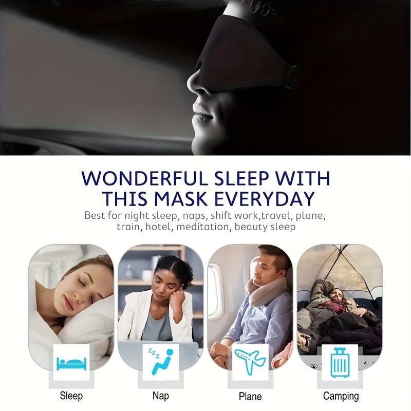1/3/5/10 Pack Pure Black 3D Contoured Eye Mask