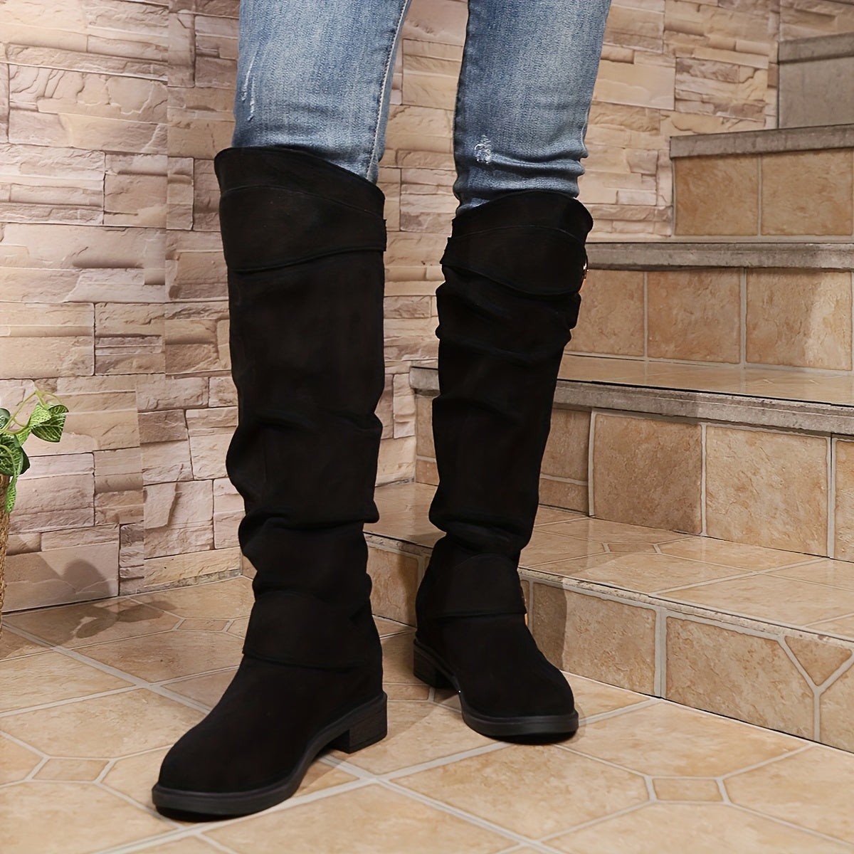 Comfortable Trendy Solid Color Knee-High Boots