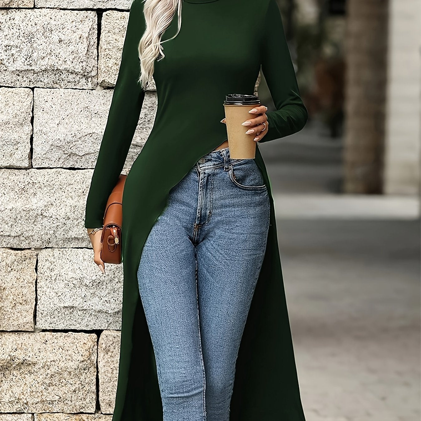 Elegant Long Sleeve Long Top For Spring & Fall
