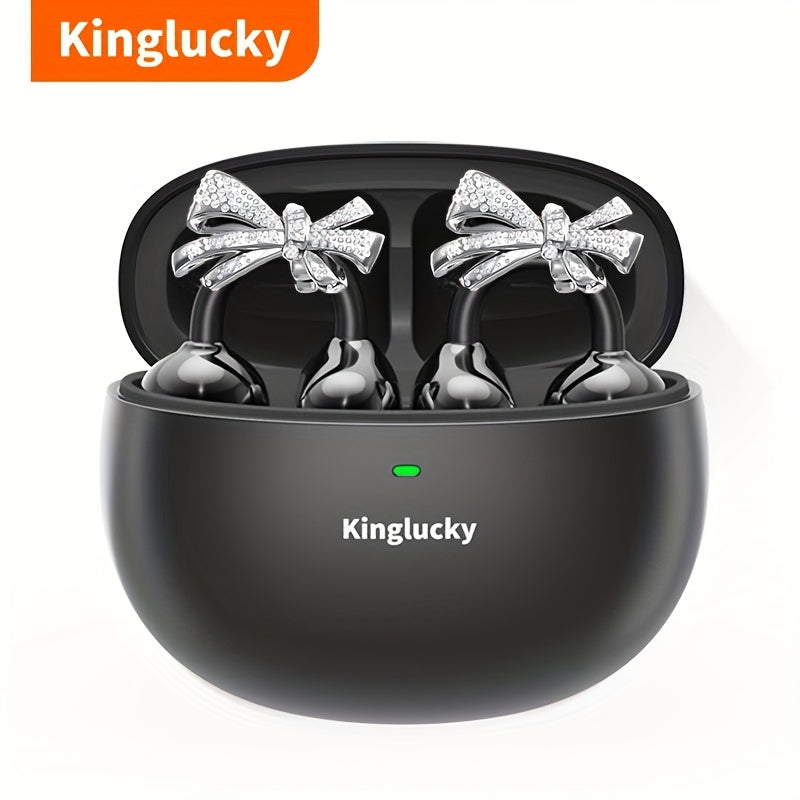 Clip On Luxurious Diamond Bow Headphone