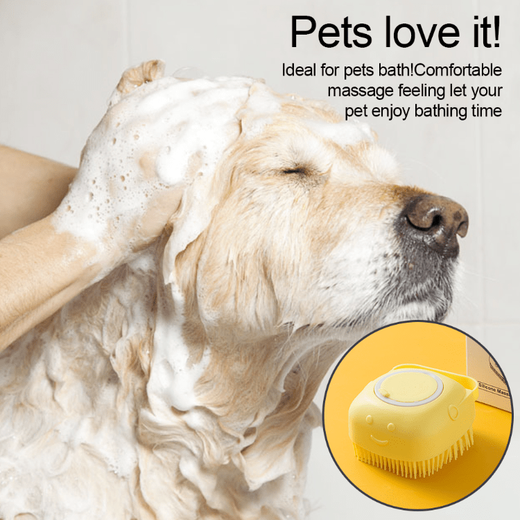 Soft Dog Bath Brush with Detachable Head & Soft Bristles