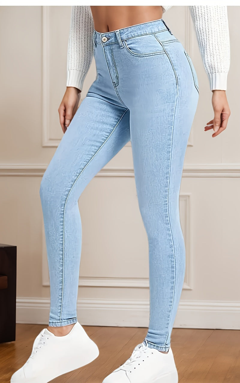 High-Rise Slim Fit Blue Jeans