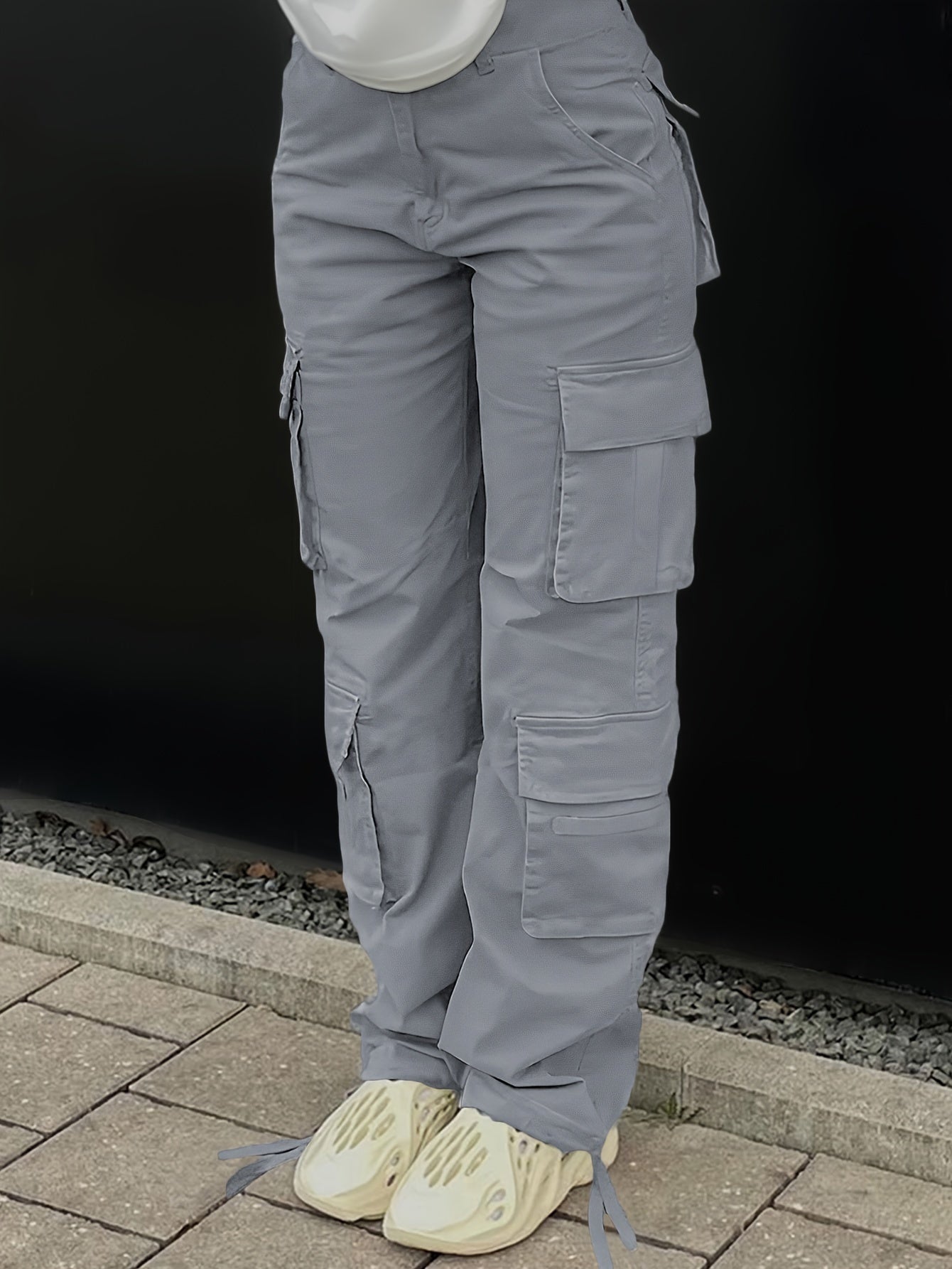 Plain Side Flap Pocket Cargo Jeans