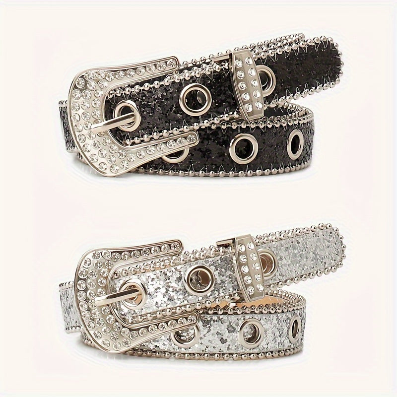Rhinestone Pin Buckle Women's Belt