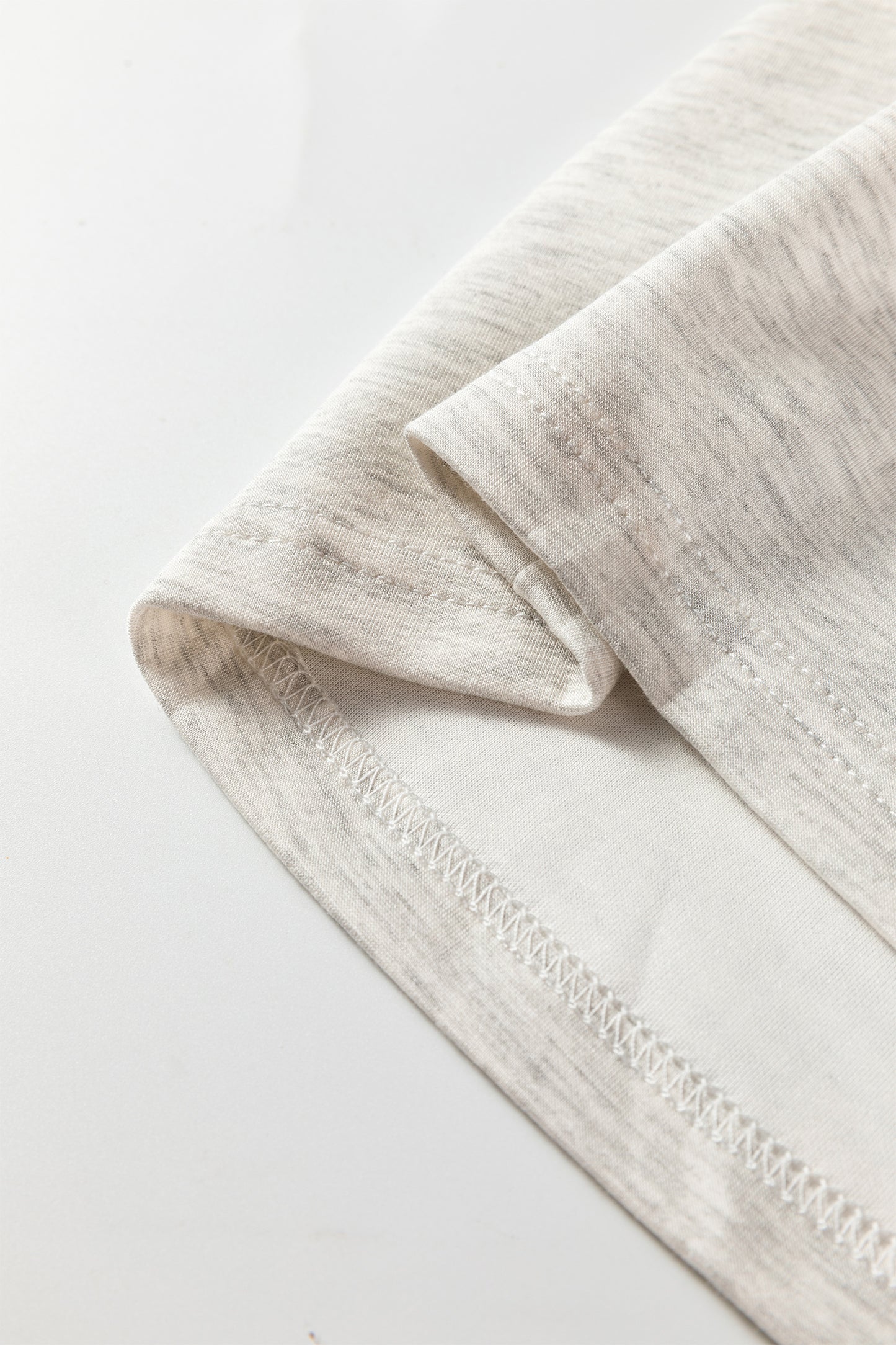 Light Grey Long Sleeve High Neck Slim Top Smocked Waist Central Seam Pants Set