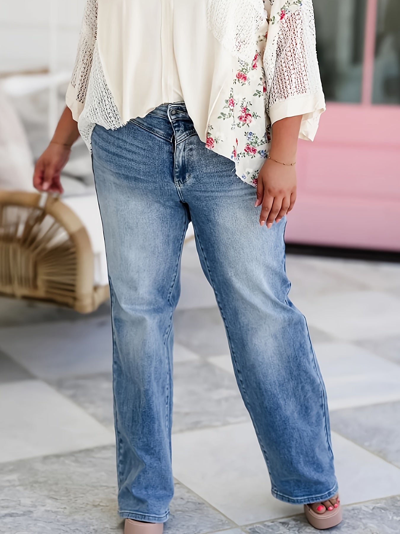 Plus-Size Women's Straight-Leg Denim Pants