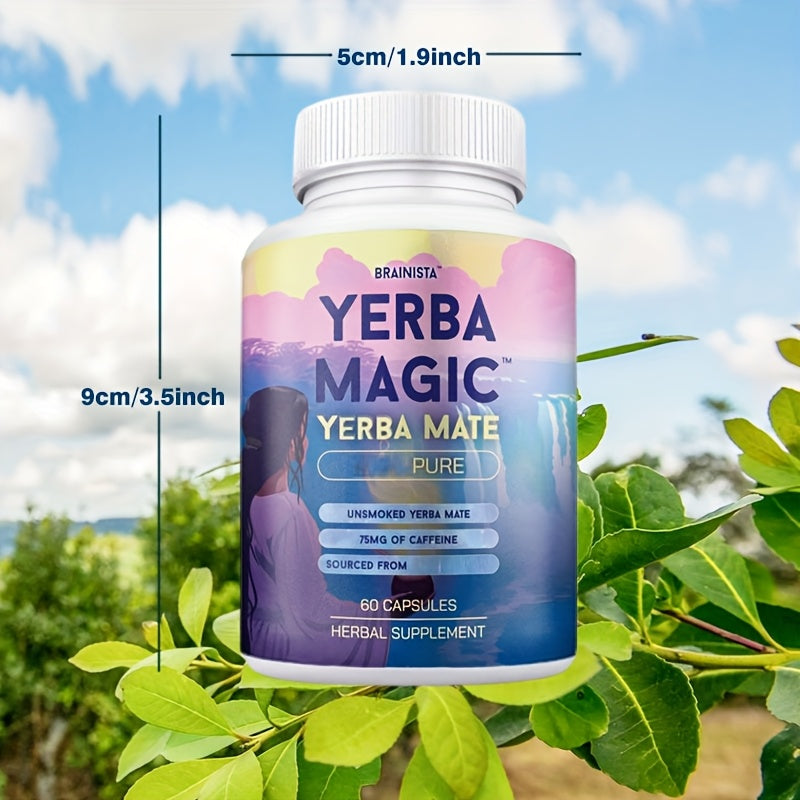 60 Capsules (1 Month Supply) - Natural Yerba Mate Energy Booster with B Vitamins,