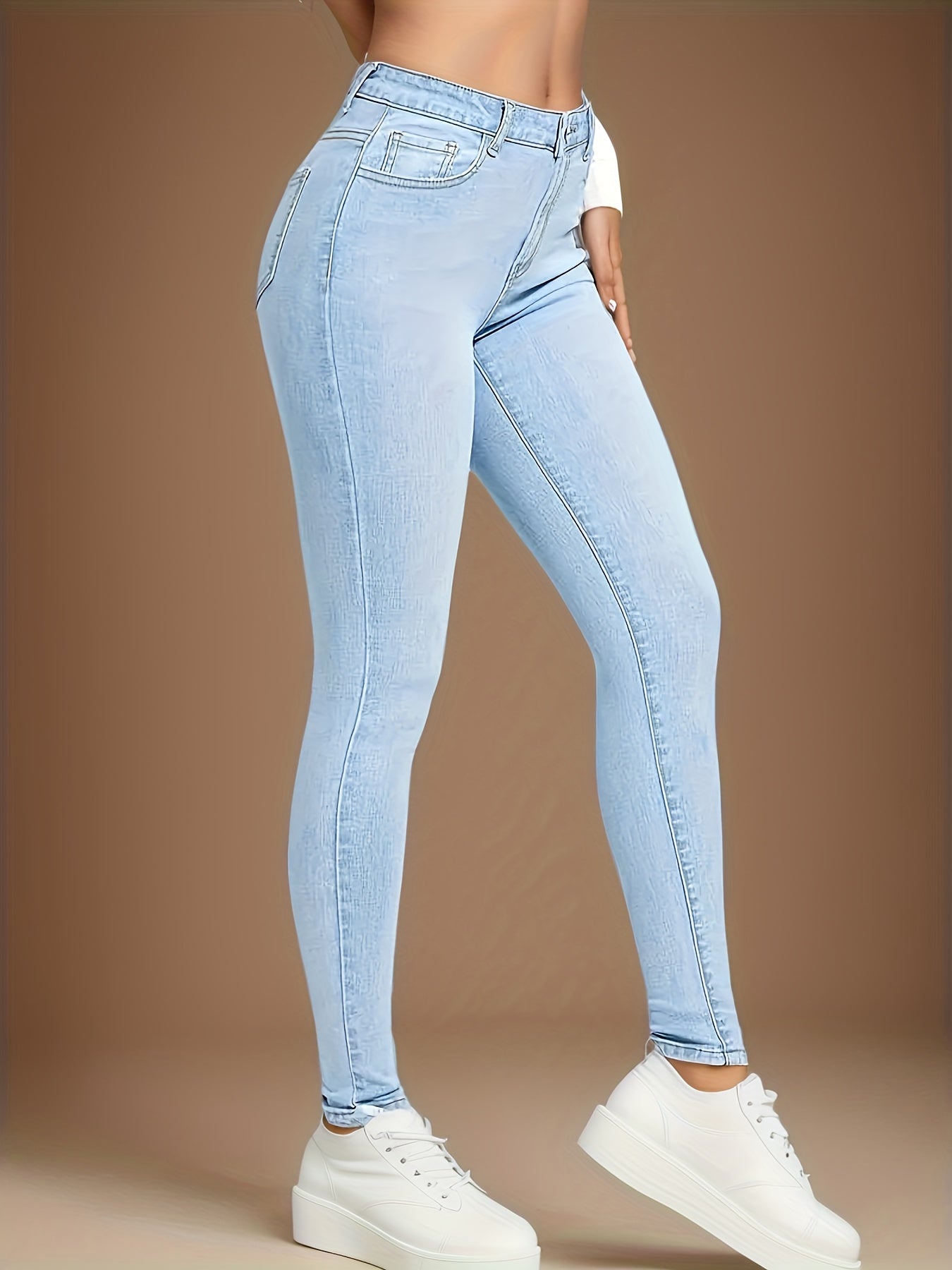 High-Rise Slim Fit Blue Jeans
