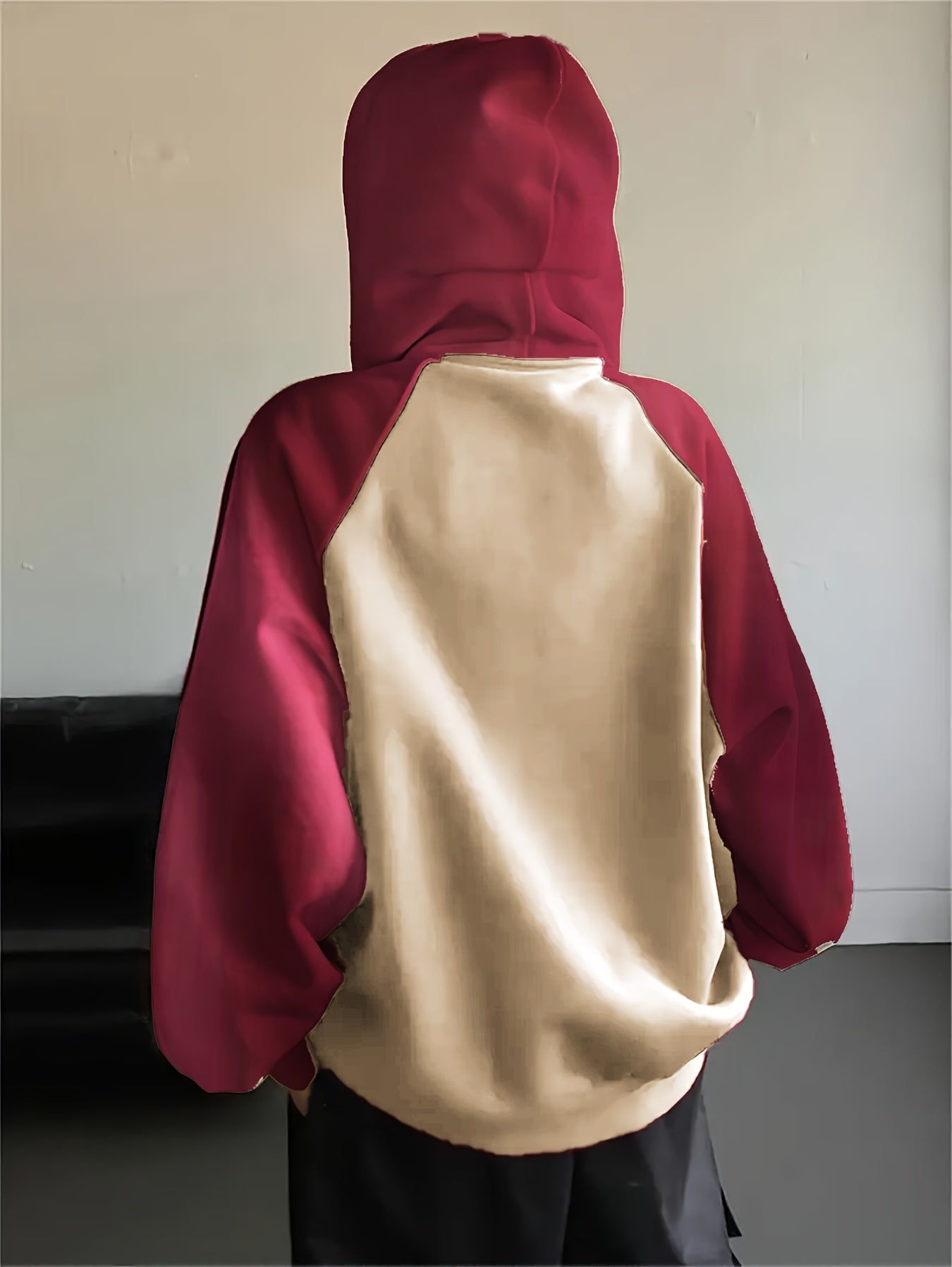 Women's Y2K Color Block Hoodie with "Wealth" Letter Print