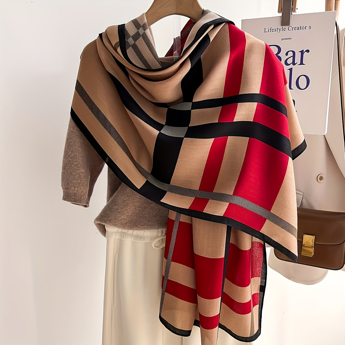 Soft Warm Color Block Striped Scarf
