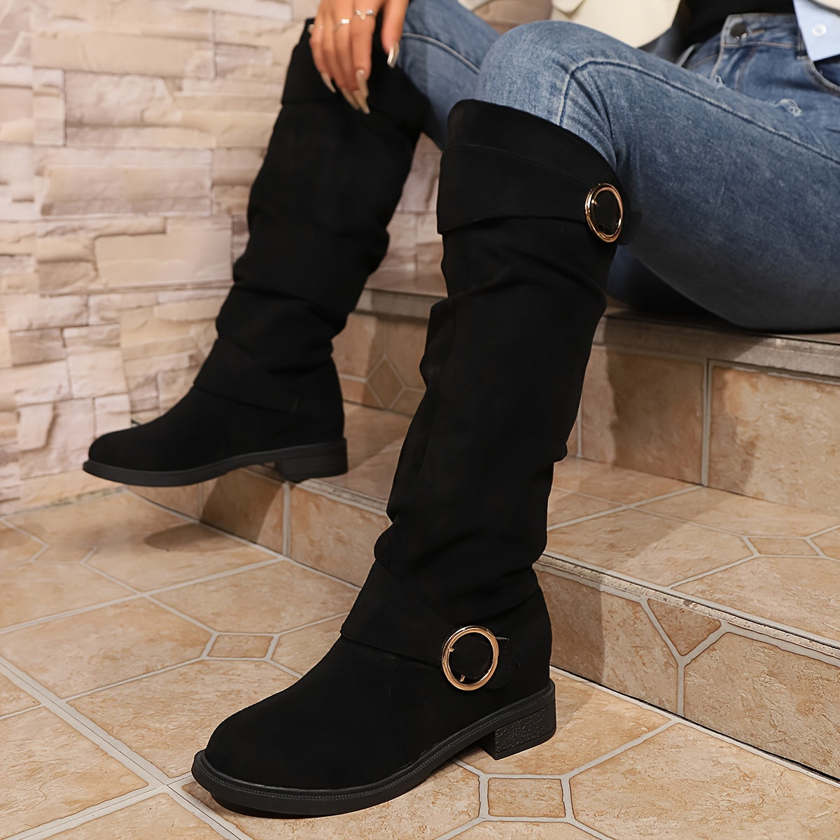 Comfortable Trendy Solid Color Knee-High Boots