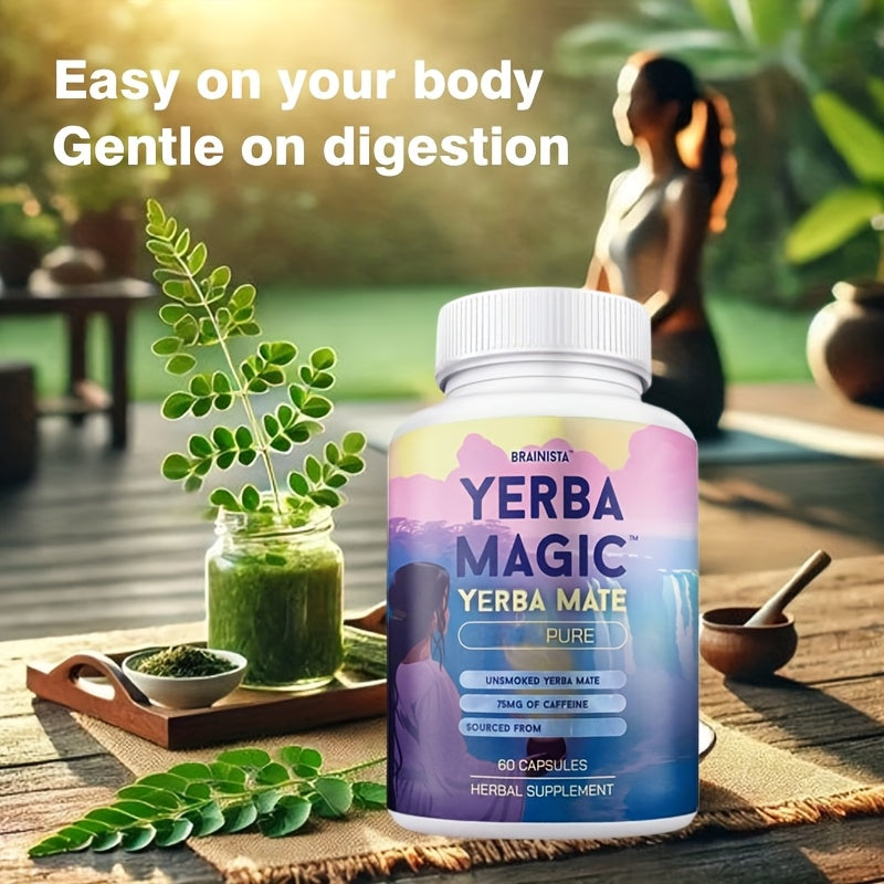 60 Capsules (1 Month Supply) - Natural Yerba Mate Energy Booster with B Vitamins,