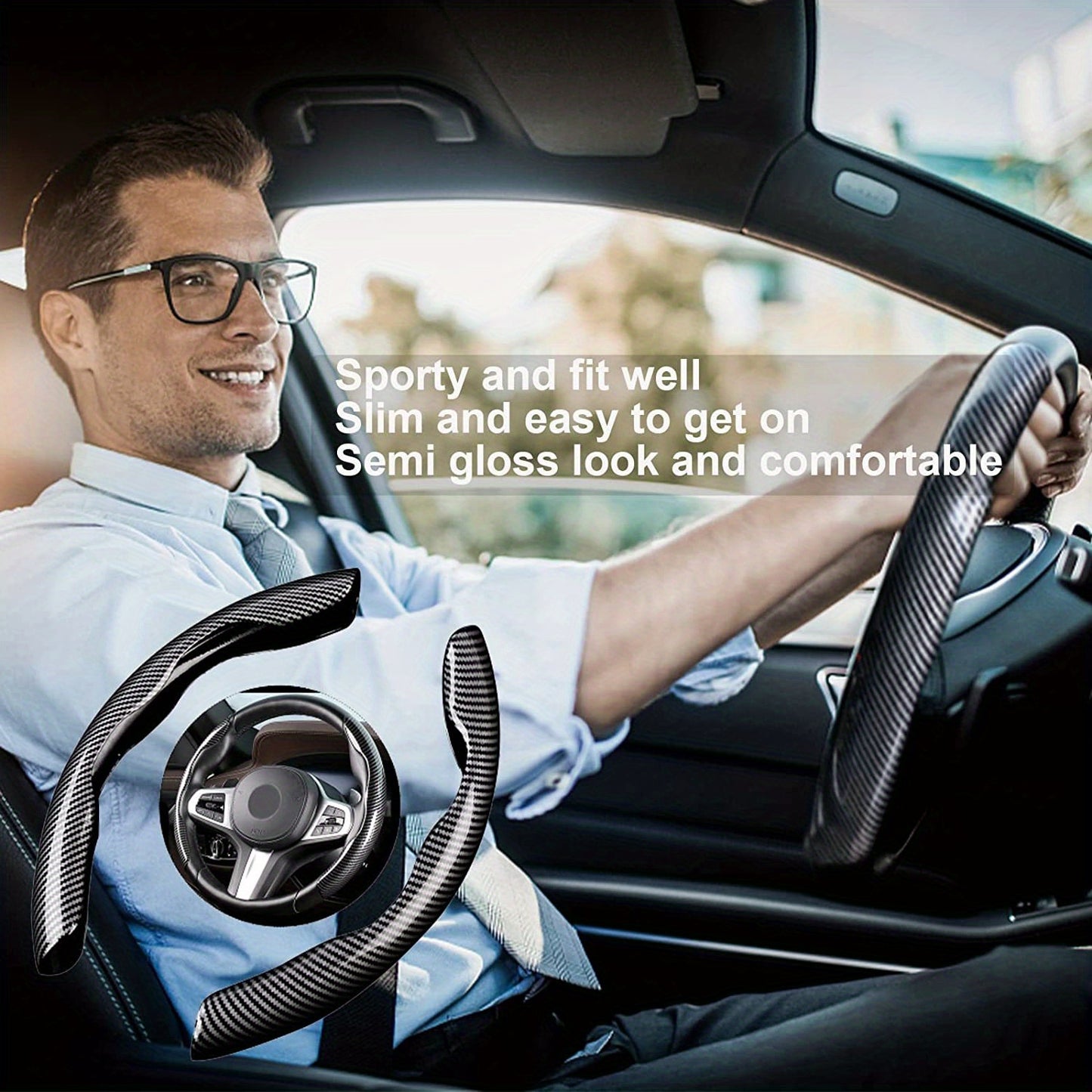 Non-Slip Carbon Fiber Steering Wheel Cover!