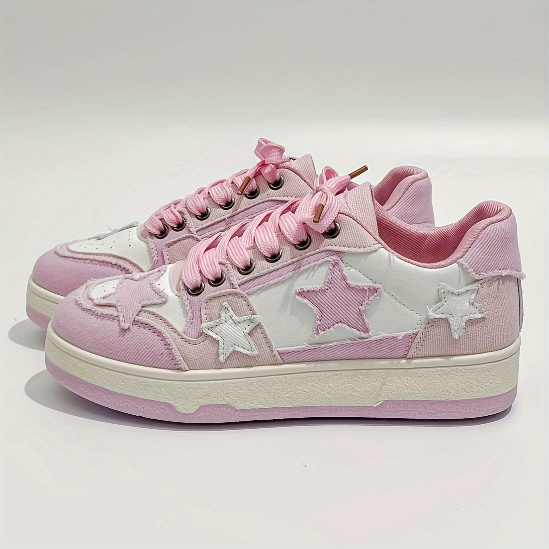 Women's Pink Star-Patterned High-Top Sneakers