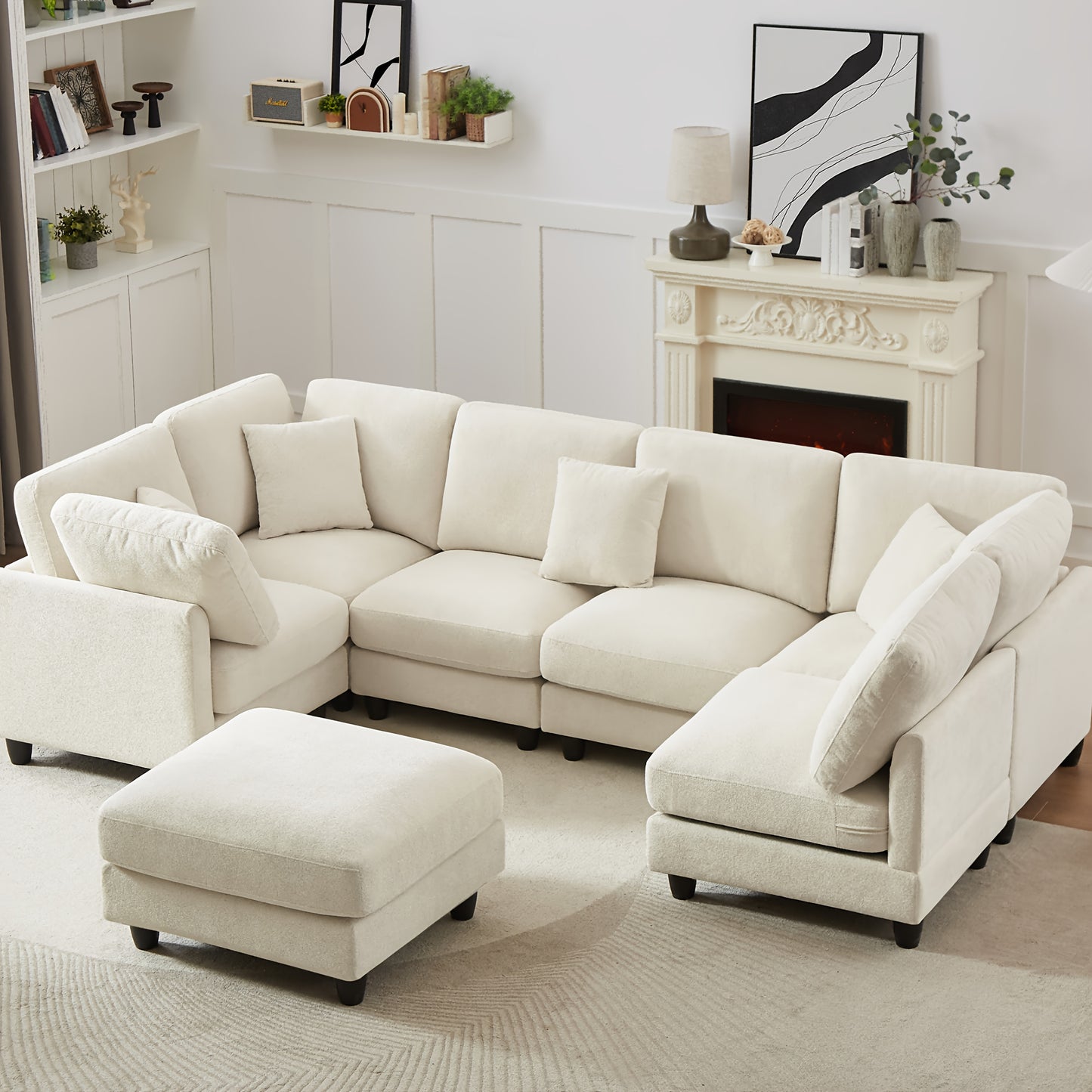 7-Seater Upholstered Sectional Sofa