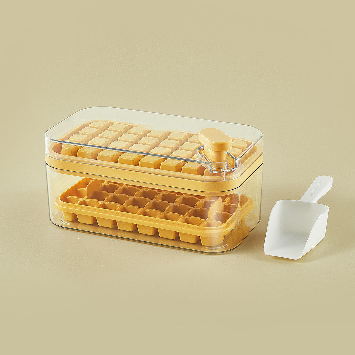 One-button Press Ice Cube Maker With Storage Box and Lid