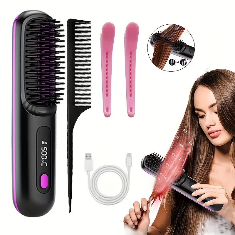 Portable Wireless Hair Straightener Comb