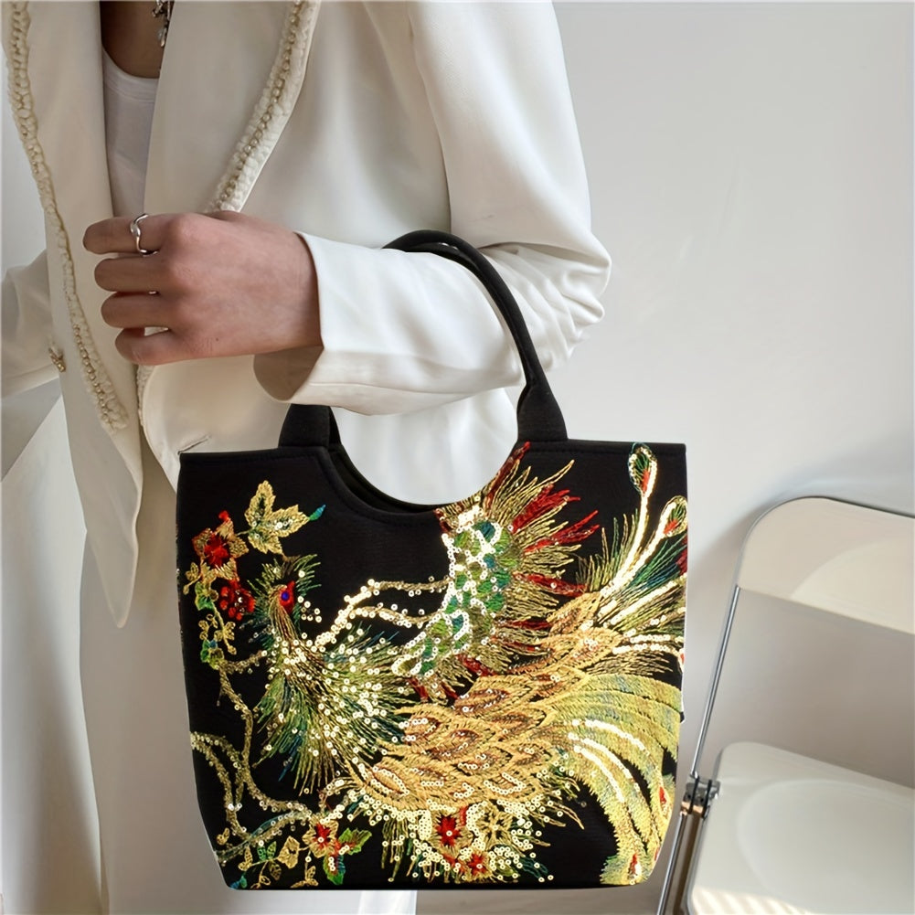 Fashion Satchel Retro Style Embroidered Satchel Bag with Removable Strap