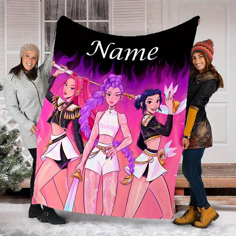 Personalized Anime K-POP Group Characters Flannel Blanket