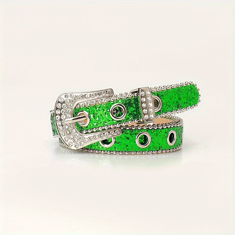 Rhinestone Pin Buckle Women's Belt